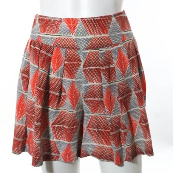 Broadway & Broome Gray Orange Silk Skort Sz. 6 - Picture 1 of 5